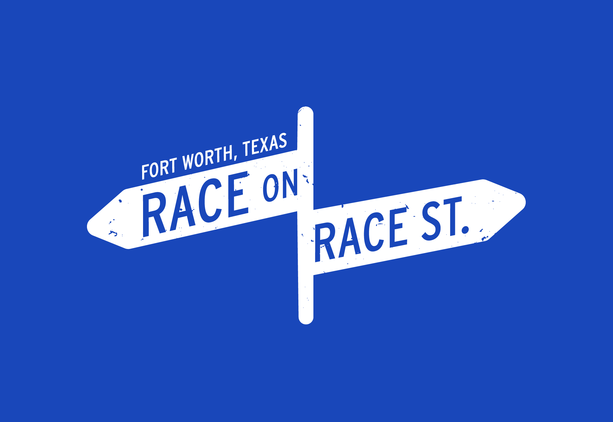 Race on Race Street white logo