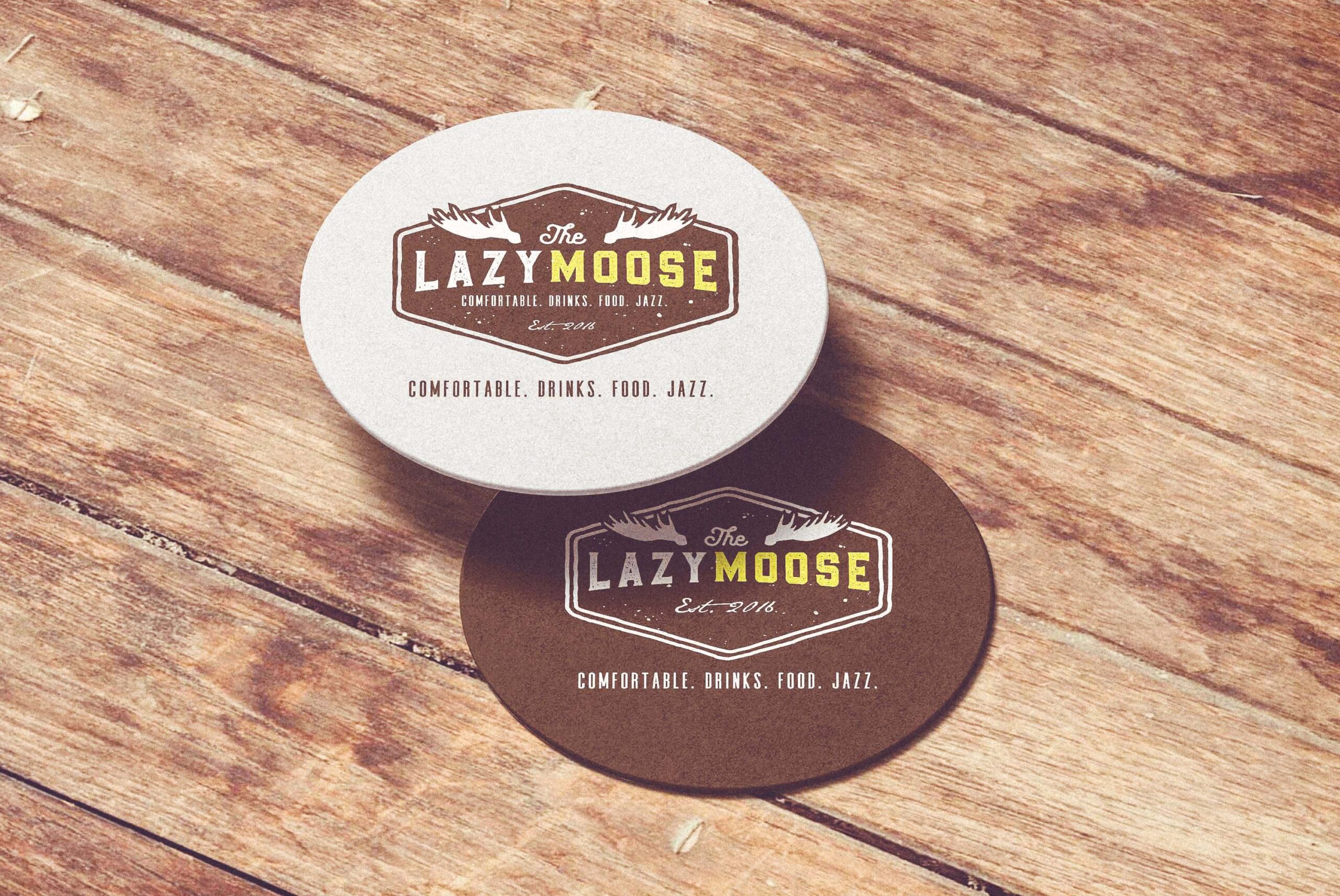 Lazy Moose logo on coaster