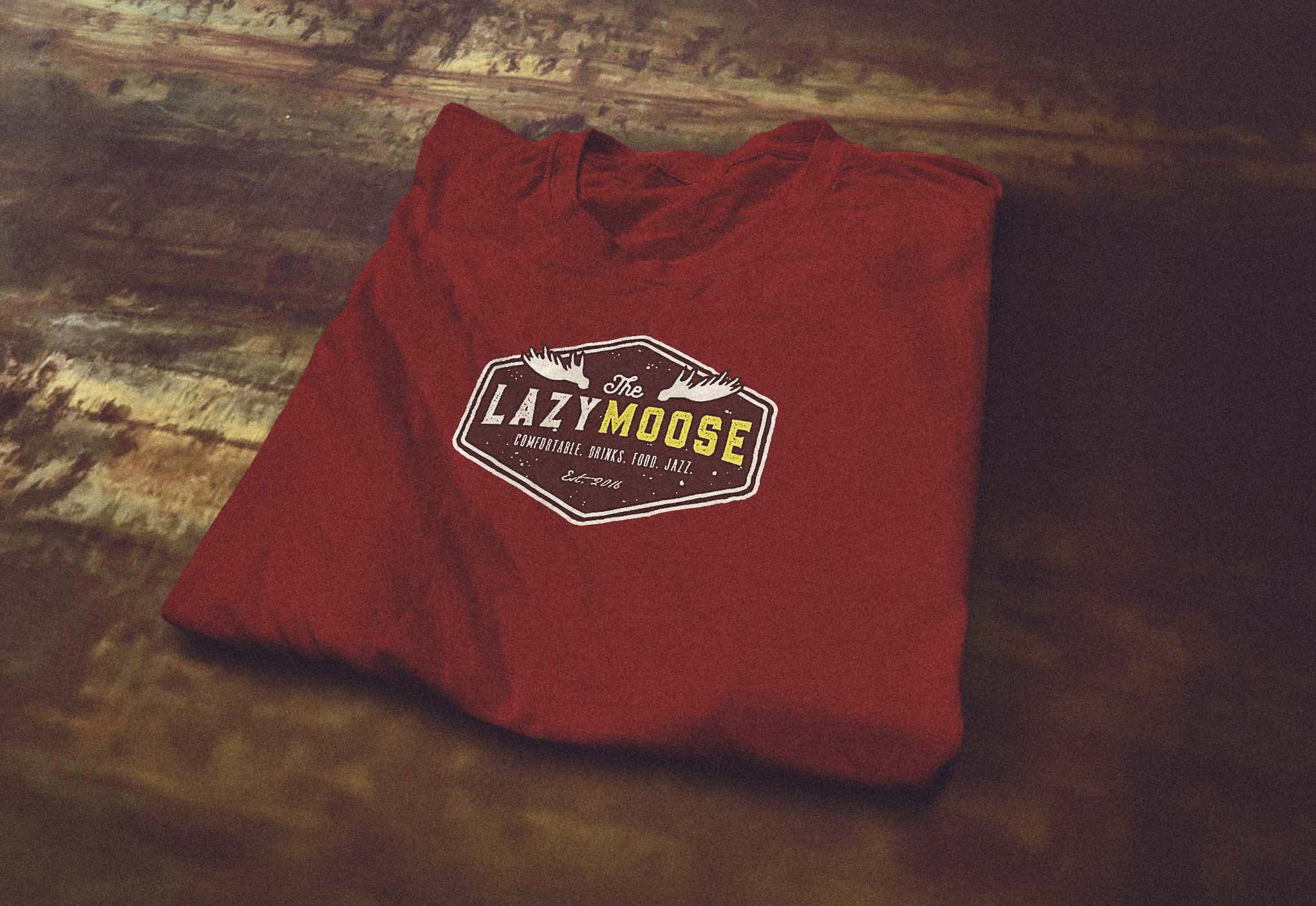 Lazy Moose logo on tshirt