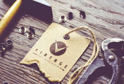 Vintage Grill tag with logo design